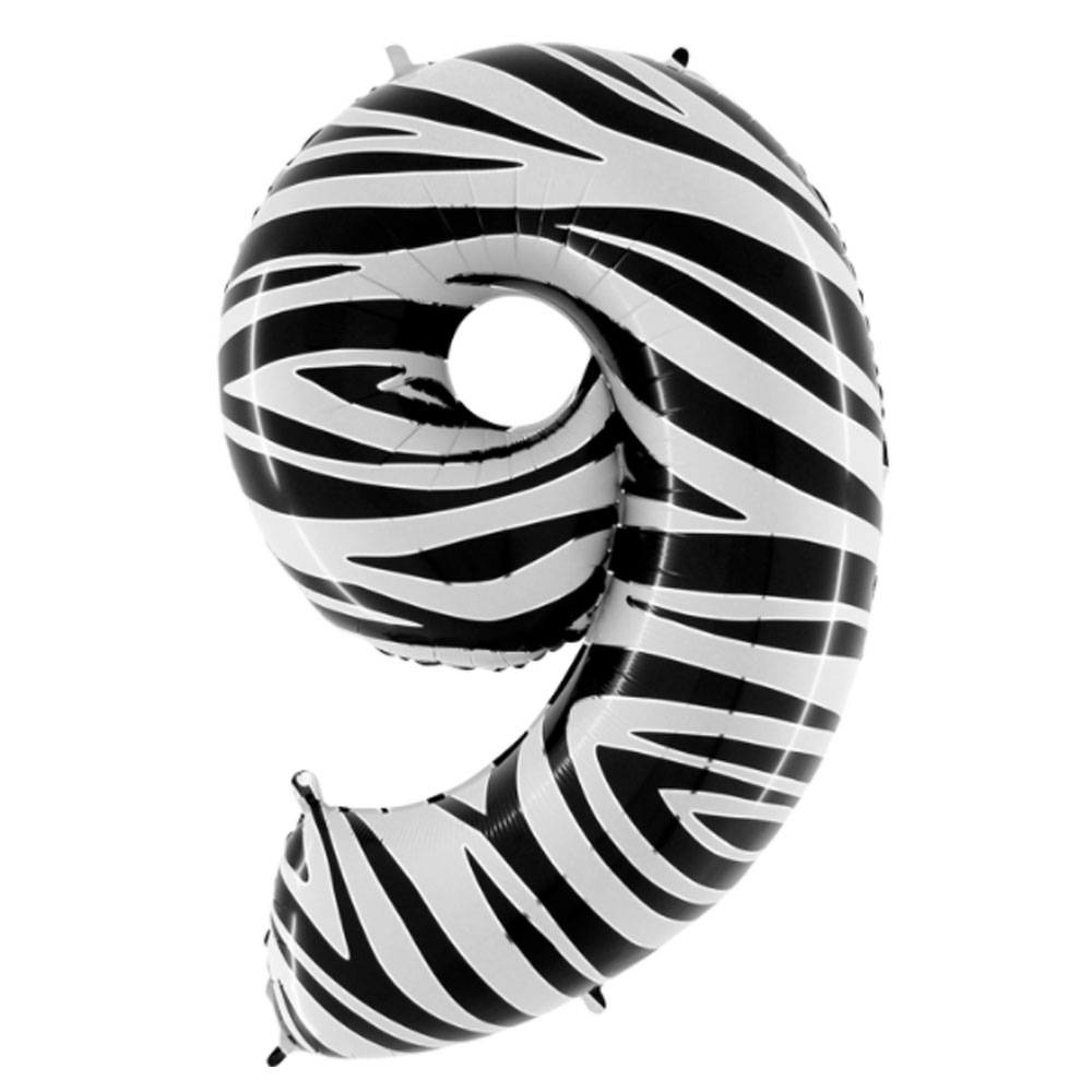 Воздушный шар цифра 9 зебра анимал