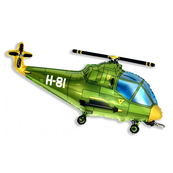 Фольгированный шар вертолет зеленый