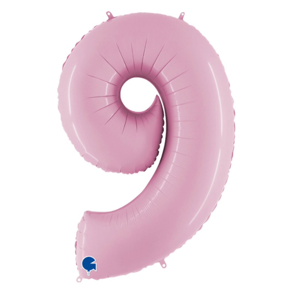 Воздушный шар цифра 9 нежно-розовая